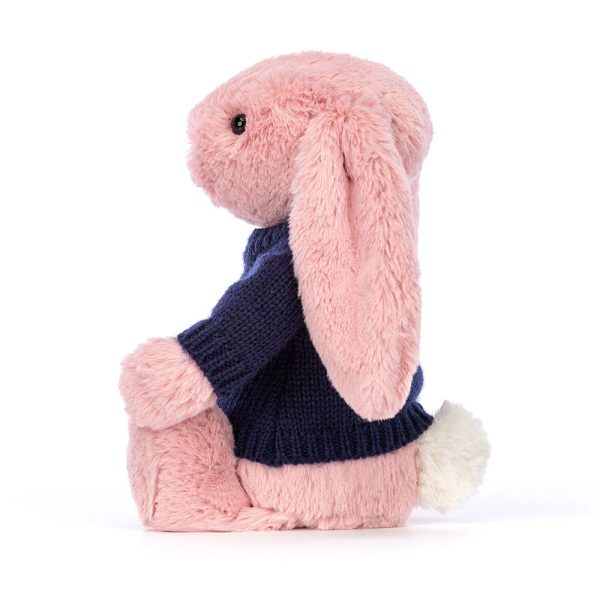 Bashful Petal Bunny with Personalised Navy Jumper
