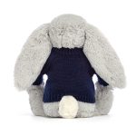 Bashful Shimmer Bunny with Personalised Navy Jumper