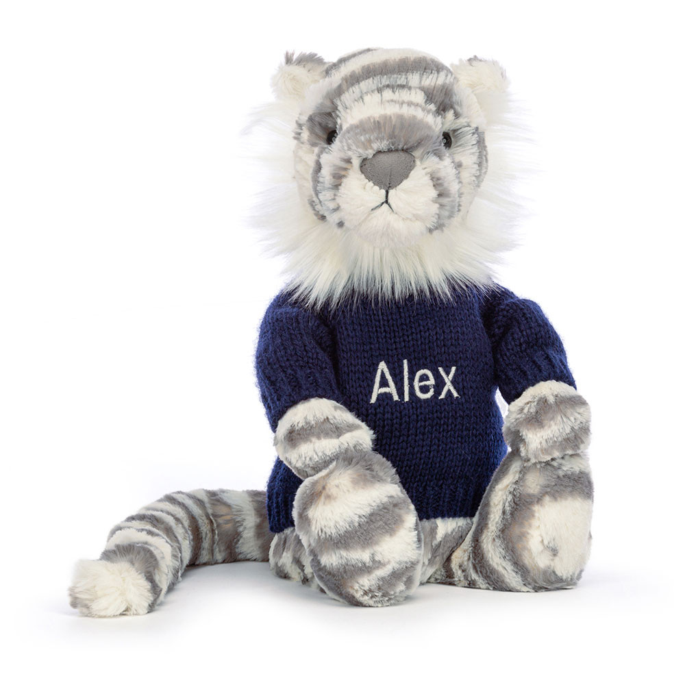 http://Bashful%20Snow%20Tiger%20with%20Personalised%20Navy%20Jumper