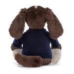 Bashful Fudge Puppy with Personalised Navy Jumper