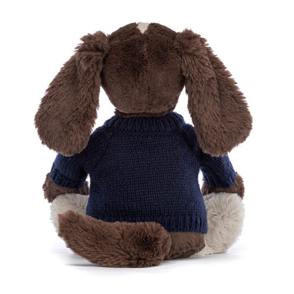 Bashful Fudge Puppy with Personalised Navy Jumper