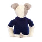 Bashful Terrier with Personalised Navy Jumper