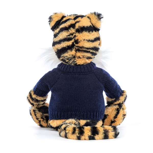 Bashful Tiger with Personalised Navy Jumper