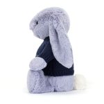 Bashful Viola Bunny with Personalised Navy Jumper