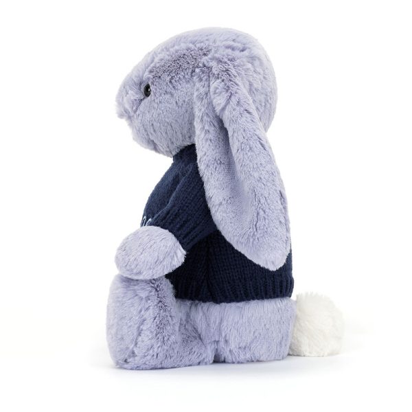 Bashful Viola Bunny with Personalised Navy Jumper