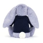 Bashful Viola Bunny with Personalised Navy Jumper