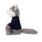 Bashful Wolf with Personalised Navy Jumper