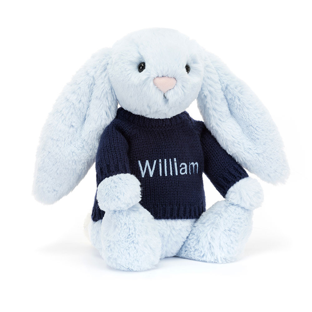 http://Bashful%20Blue%20Bunny%20with%20Personalised%20Navy%20Jumper