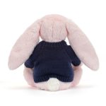 Bashful Pink Bunny with Personalised Navy Jumper