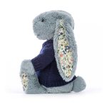 Blossom Dusky Blue Bunny with Personalised Navy Jumper