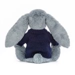 Blossom Dusky Blue Bunny with Personalised Navy Jumper