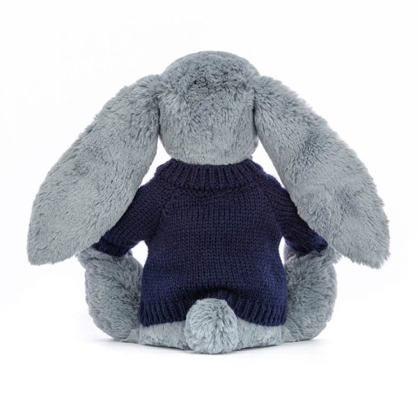 Blossom Dusky Blue Bunny with Personalised Navy Jumper