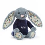 Blossom Dusky Blue Bunny with Personalised Navy Jumper