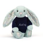 Blossom Sage Bunny with Personalised Navy Jumper