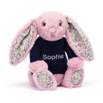 Blossom Tulip Bunny with Personalised Navy Jumper