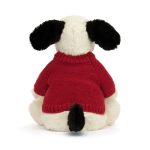 Bashful Black & Cream Puppy with Personalised Red Jumper