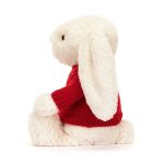 Bashful Cream Bunny with Personalised Red Jumper