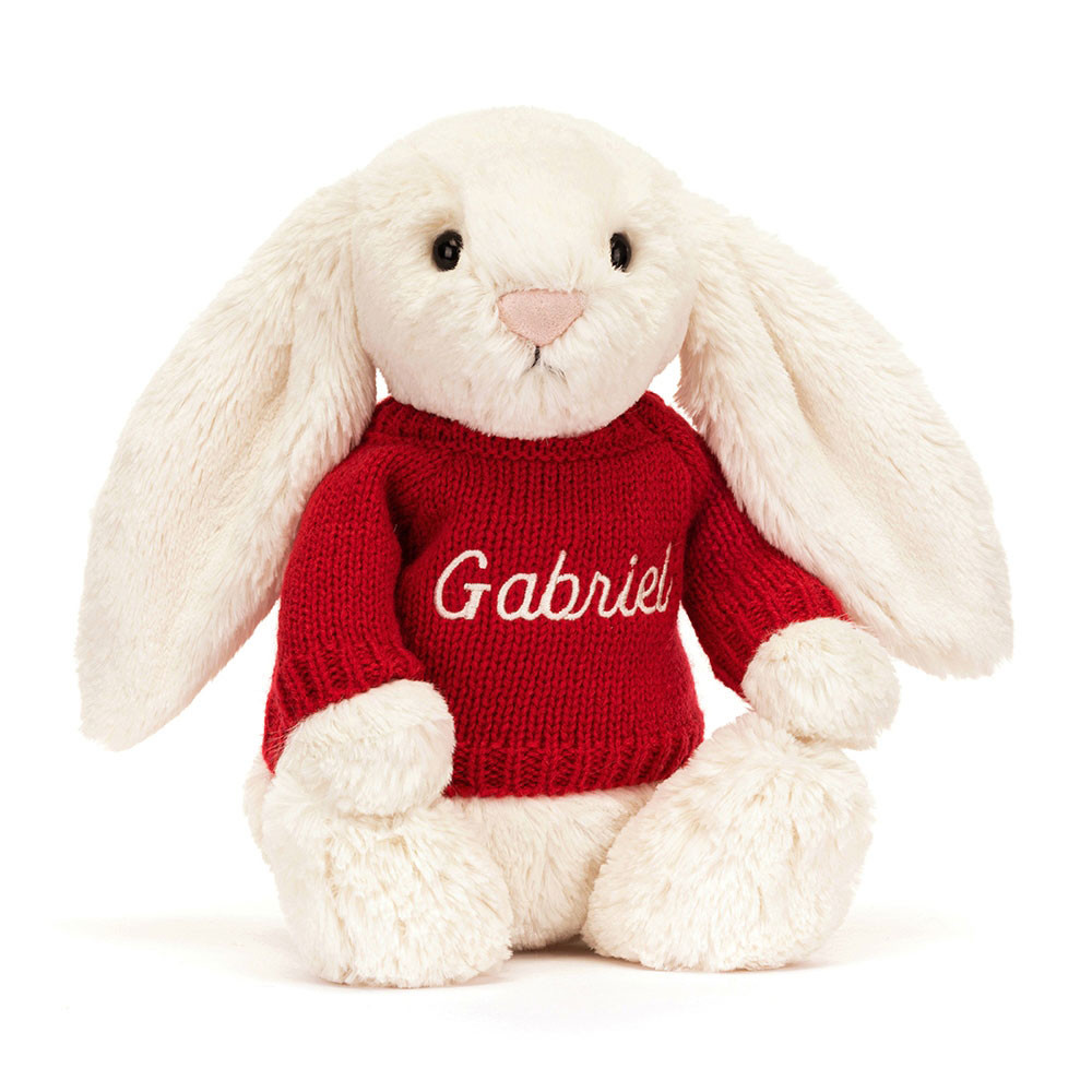 http://Bashful%20Cream%20Bunny%20with%20Personalised%20Red%20Jumper