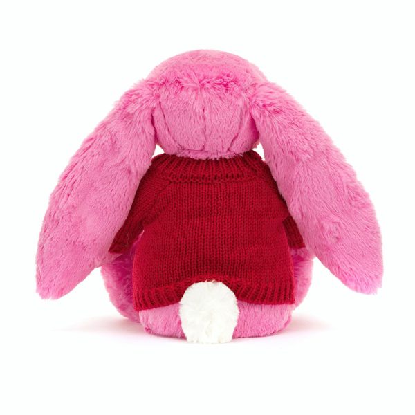 Bashful Hot Pink Bunny with Personalised Red Jumper