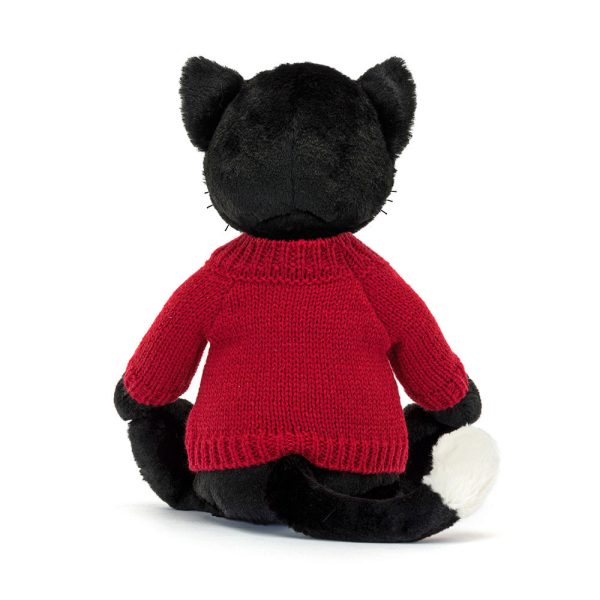 Bashful Black Kitten with Personalised Red Jumper