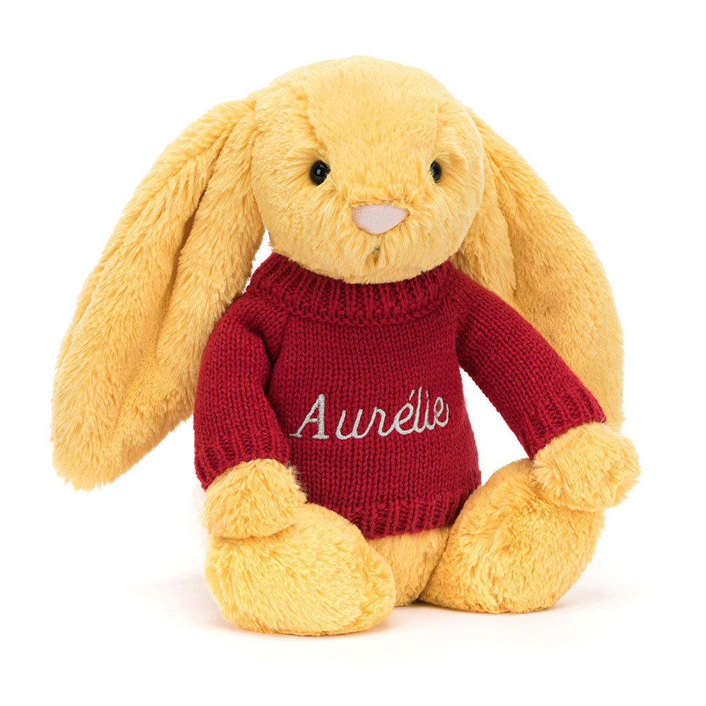 http://Bashful%20Sunshine%20Bunny%20with%20Personalised%20Red%20Jumper
