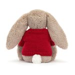 Bashful Beige Bunny with Personalised Red Jumper