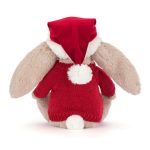 Bashful Christmas Bunny with Personalised Red Jumper