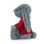 Bashful Dusky Blue Bunny with Personalised Red Jumper