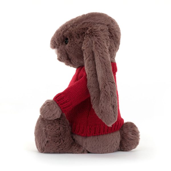 Bashful Fudge Bunny with Personalised Red Jumper