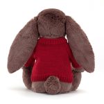 Bashful Fudge Bunny with Personalised Red Jumper