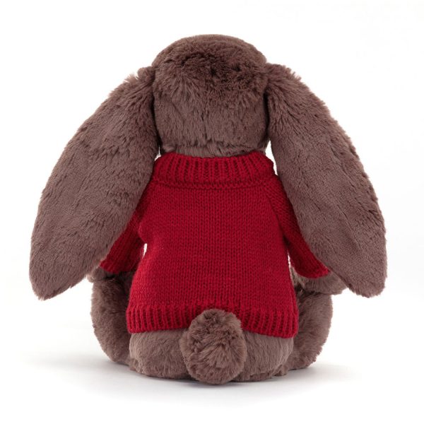 Bashful Fudge Bunny with Personalised Red Jumper