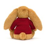 Bashful Golden Bunny with Personalised Red Jumper
