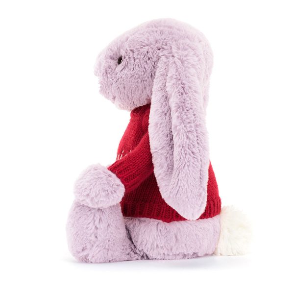 Bashful Lilac Bunny with Personalised Red Jumper