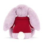 Bashful Lilac Bunny with Personalised Red Jumper