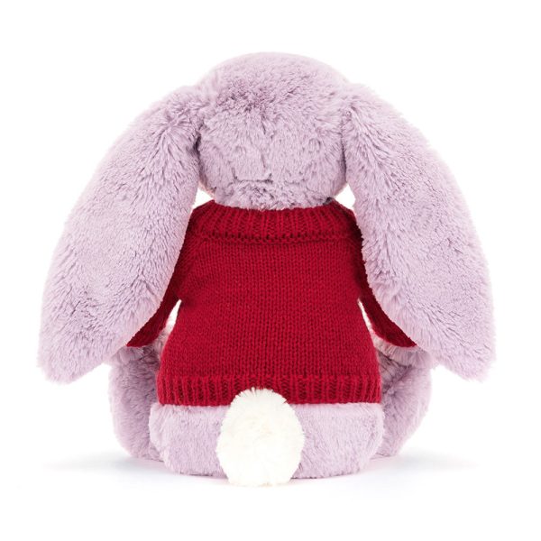 Bashful Lilac Bunny with Personalised Red Jumper