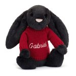 Bashful Inky Bunny with Personalised Red Jumper