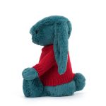 Bashful Mineral Blue Bunny with Personalised Red Jumper