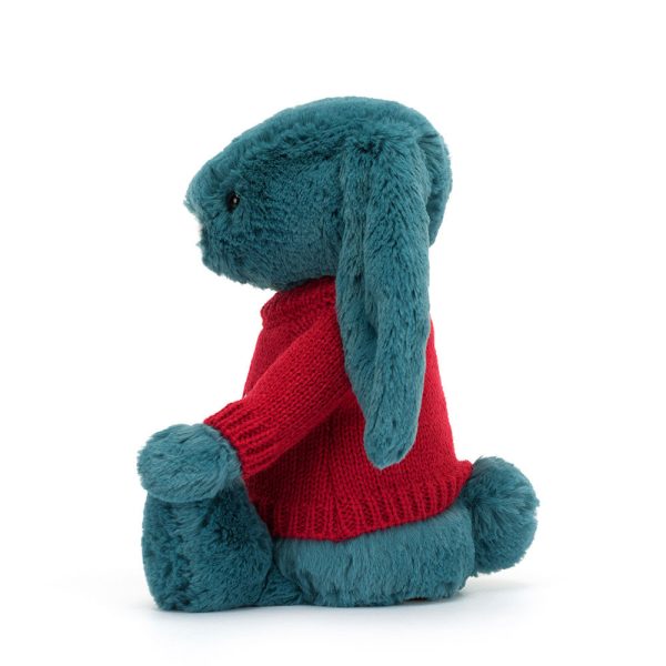 Bashful Mineral Blue Bunny with Personalised Red Jumper