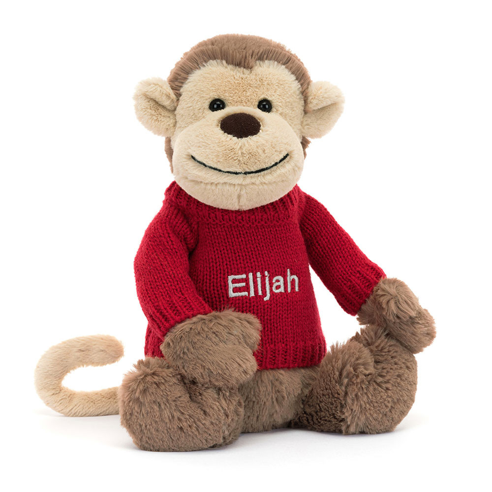 http://Bashful%20Monkey%20with%20Personalised%20Red%20Jumper