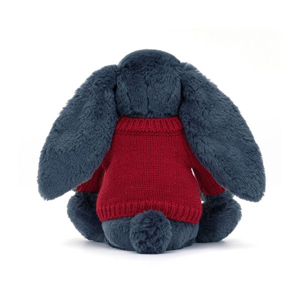 Bashful Navy Bunny with Personalised Red Jumper