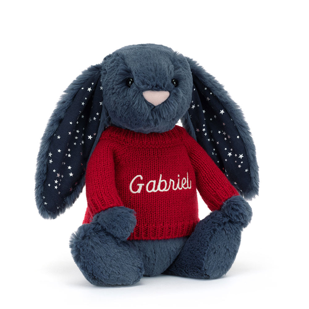 http://Bashful%20Stardust%20Bunny%20with%20Personalised%20Red%20Jumper