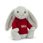 Bashful Shimmer Bunny with Personalised Red Jumper