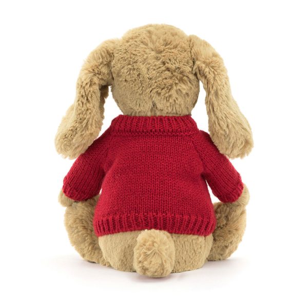 Bashful Toffee Puppy with Personalised Red Jumper