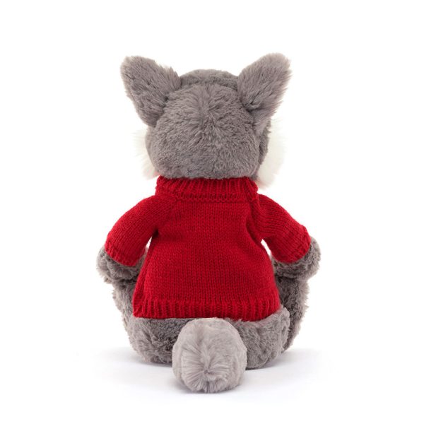 Bashful Wolf with Personalised Red Jumper