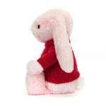 Bashful Pink Bunny with Personalised Red Jumper