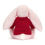 Bashful Pink Bunny with Personalised Red Jumper