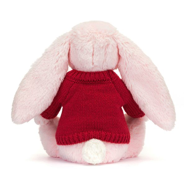 Bashful Pink Bunny with Personalised Red Jumper