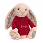Blossom Blush Bunny with Personalised Red Jumper