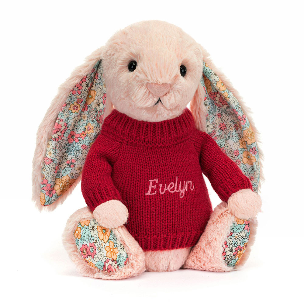 http://Blossom%20Blush%20Bunny%20with%20Personalised%20Red%20Jumper