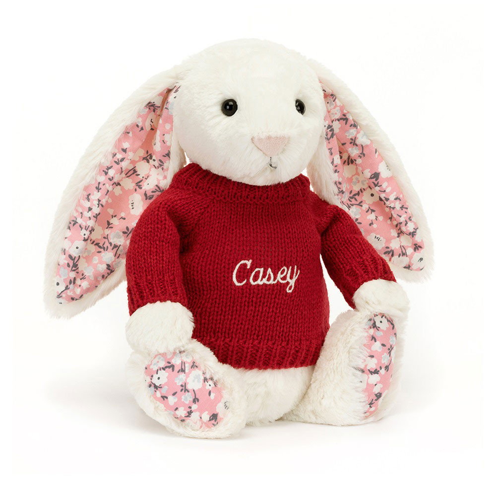 http://Blossom%20Cherry%20Bunny%20with%20Personalised%20Red%20Jumper